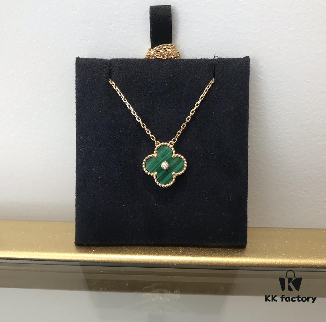 Medium Four-Leaf Clover Necklace Collection - Diamond-Paved Top-Quality Sterling Silver 18K Gold Plated