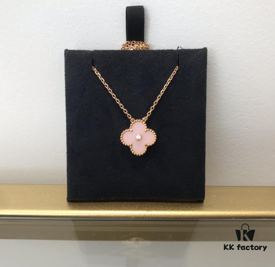 Medium Four-Leaf Clover Necklace Collection - Diamond-Paved Top-Quality Sterling Silver 18K Gold Plated