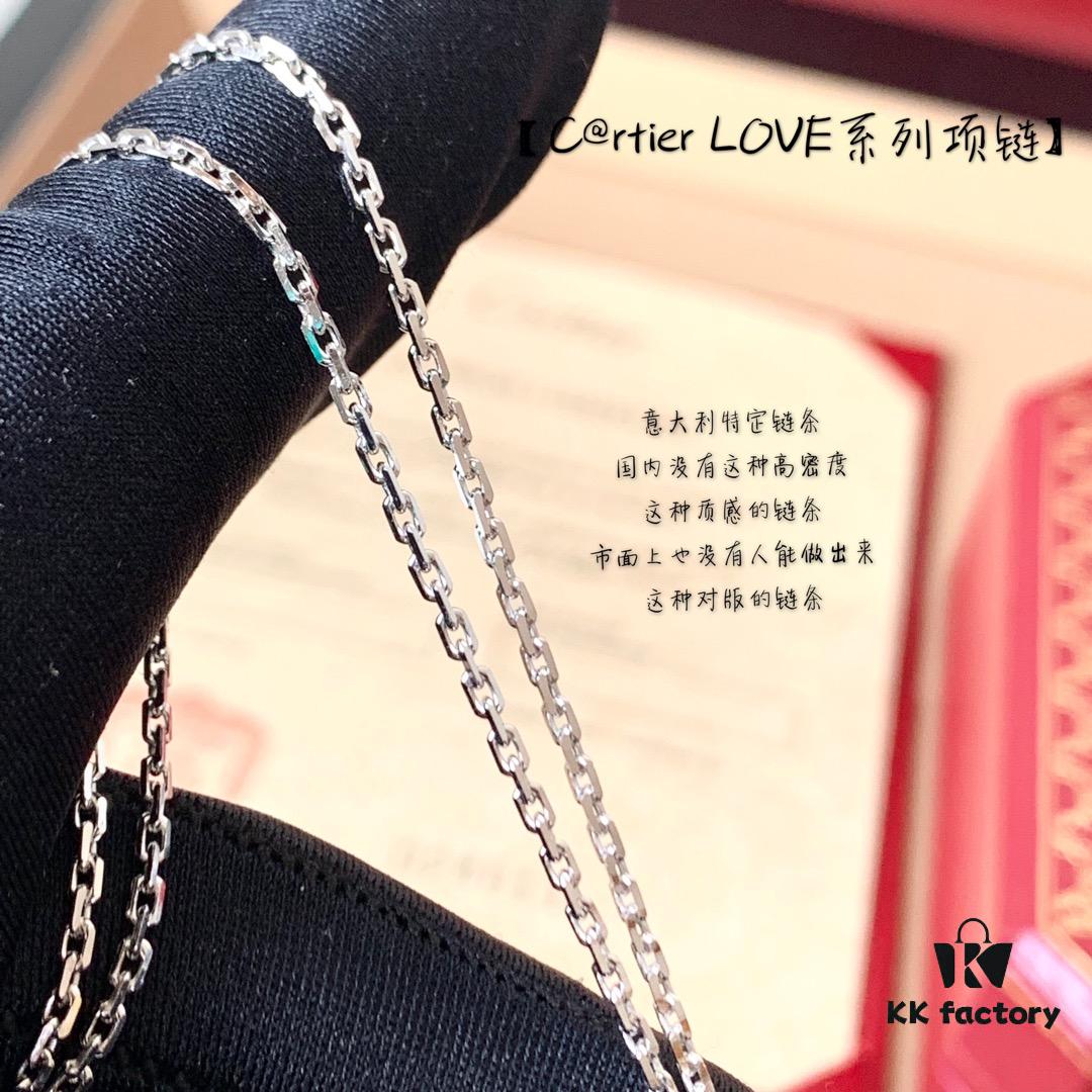 Custom Crafted ZP Jewelry, Real Gold and Diamonds, Cartier Love Series Necklace in Premium Silver Version with Packaging