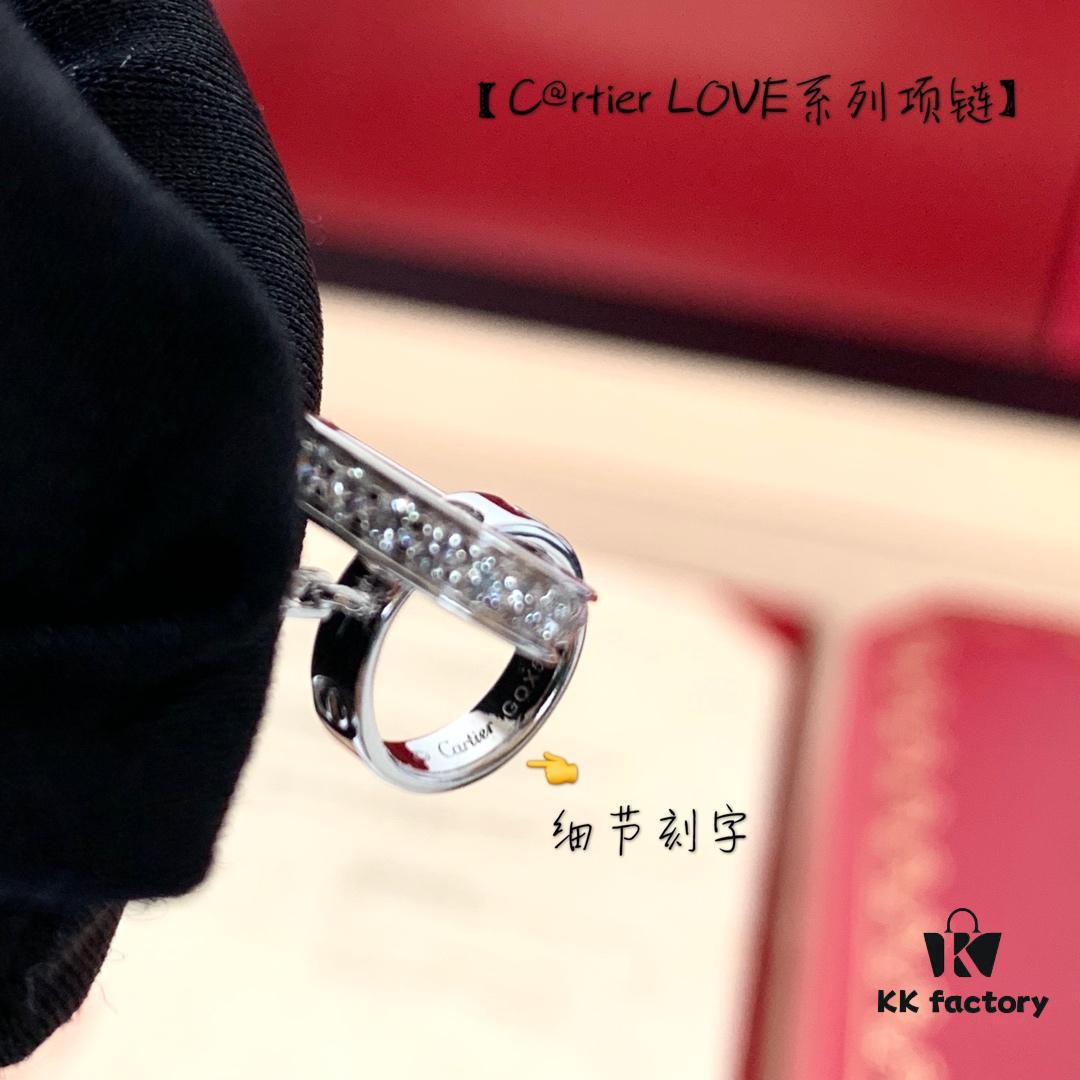 Custom Crafted ZP Jewelry, Real Gold and Diamonds, Cartier Love Series Necklace in Premium Silver Version with Packaging