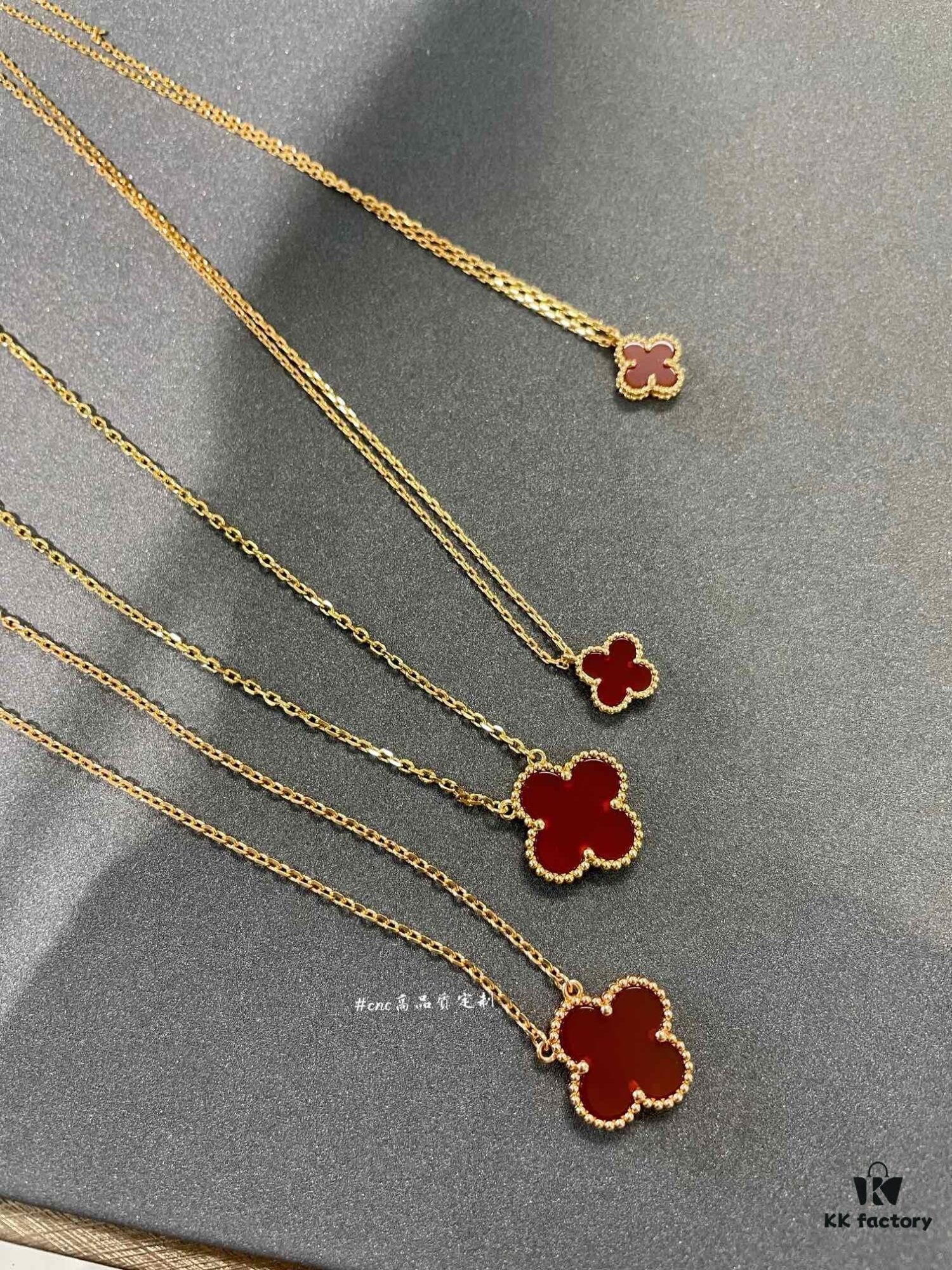 Lucky Cloverleaf with Red Carnelian! Mini Stud Earrings and Bracelet Also in Stock, Can Be Paired as a Set