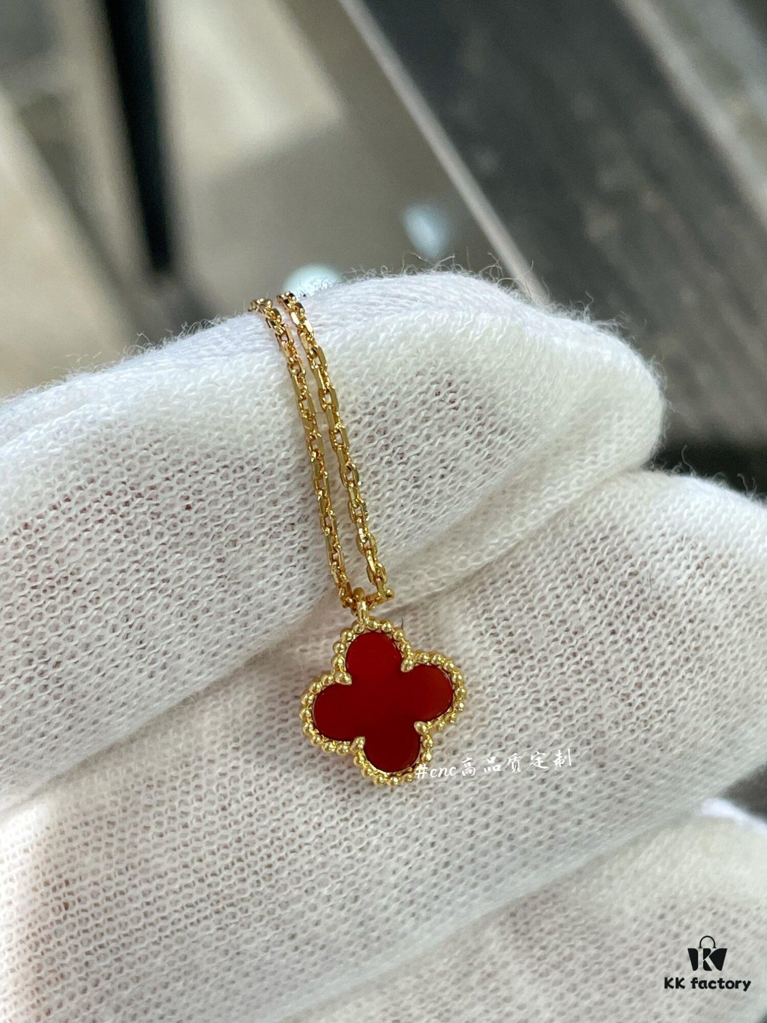 Lucky Cloverleaf with Red Carnelian! Mini Stud Earrings and Bracelet Also in Stock, Can Be Paired as a Set