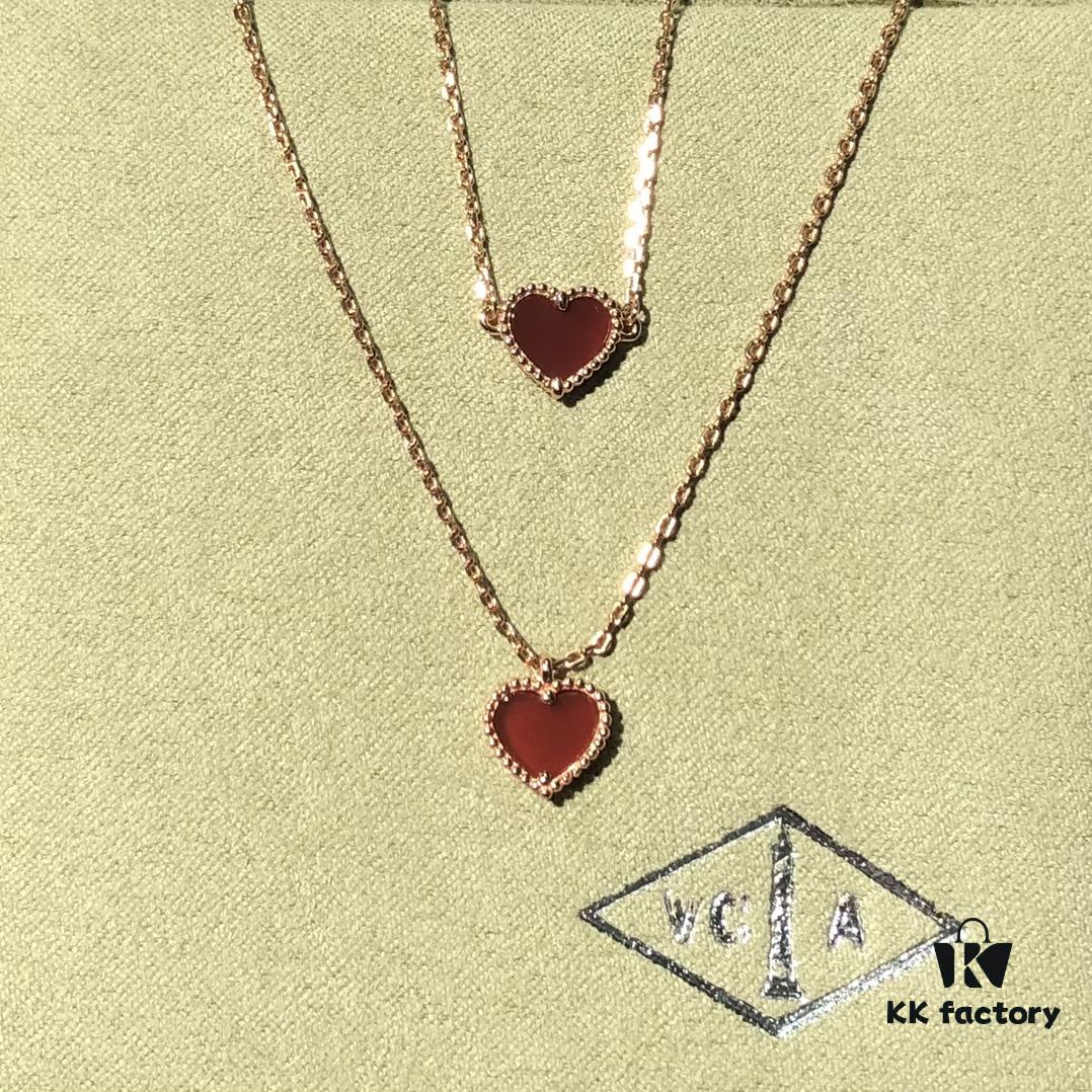 Rose Gold Combo: Red Carnelian Heart Bracelet and Necklace