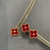 Lucky Cloverleaf with Red Carnelian! Mini Stud Earrings and Bracelet Also in Stock, Can Be Paired as a Set