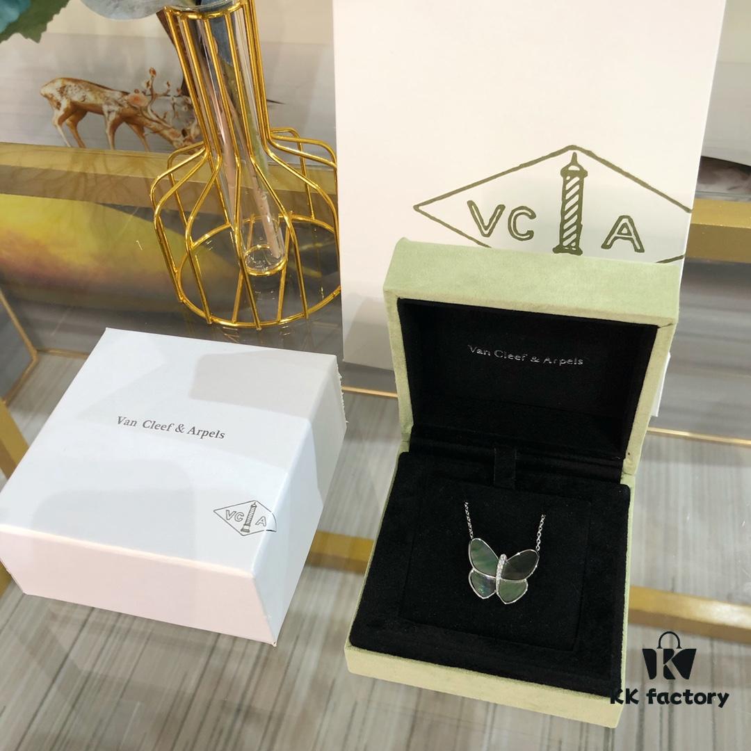 VCA Large Butterfly Necklace, Exquisitely Crafted with Mother-of-Pearl and Hand-Set Diamonds