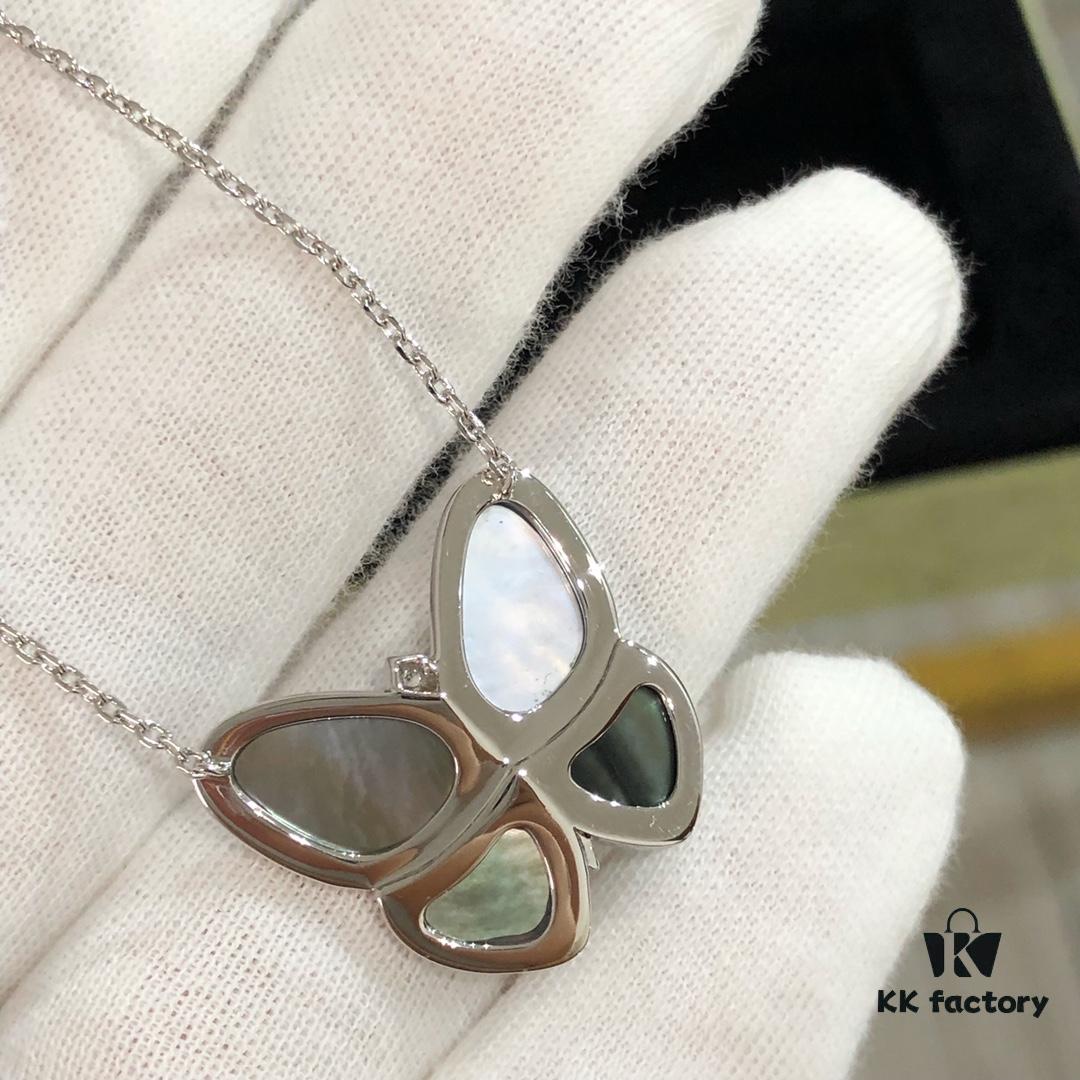 VCA Large Butterfly Necklace, Exquisitely Crafted with Mother-of-Pearl and Hand-Set Diamonds