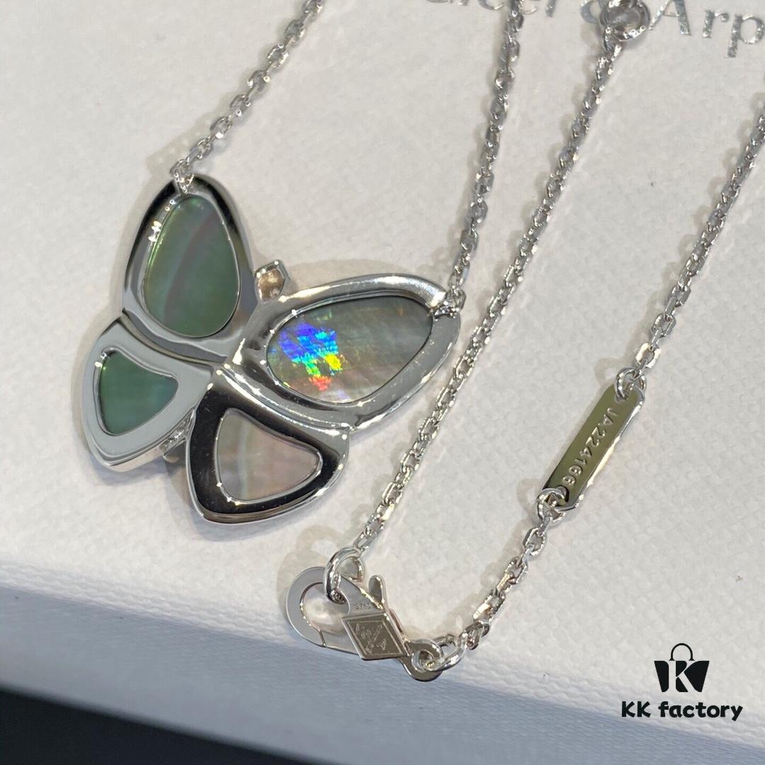 VCA Large Butterfly Necklace, Exquisitely Crafted with Mother-of-Pearl and Hand-Set Diamonds