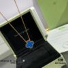 Chunky Chain with CNC Buckle, V Gold Plated Mi Gold, Vca Clover with Premium Blue Agate Necklace