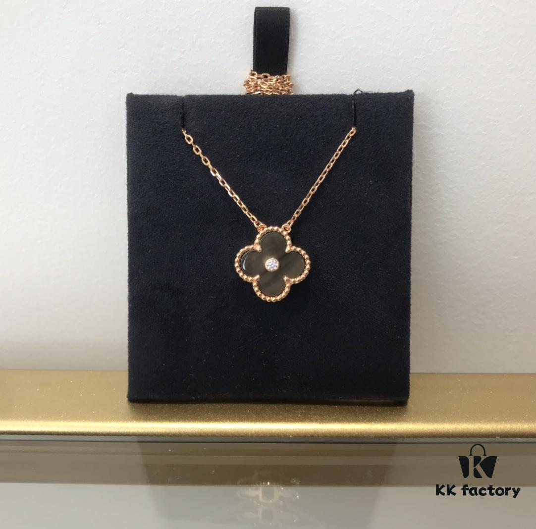 Medium Four-Leaf Clover Necklace Collection - Diamond-Paved Top-Quality Sterling Silver 18K Gold Plated