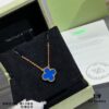 Chunky Chain with CNC Buckle, V Gold Plated Mi Gold, Vca Clover with Premium Blue Agate Necklace