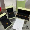 Authentic CNC Buckle V Gold Plated Mimi Gold Thick Chain High-End Craftsmanship Vca Natural Yellow Tiger's Eye Four-Leaf Clover Necklace