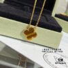 Authentic CNC Buckle V Gold Plated Mimi Gold Thick Chain High-End Craftsmanship Vca Natural Yellow Tiger's Eye Four-Leaf Clover Necklace