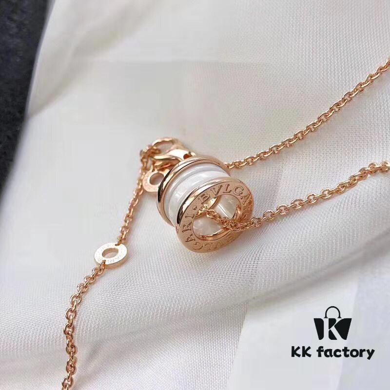 Classic Bestseller Bvlgari B.Zero1 Series Rose Gold and White Ceramic Necklace