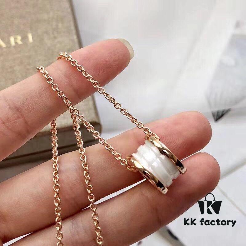 Classic Bestseller Bvlgari B.Zero1 Series Rose Gold and White Ceramic Necklace