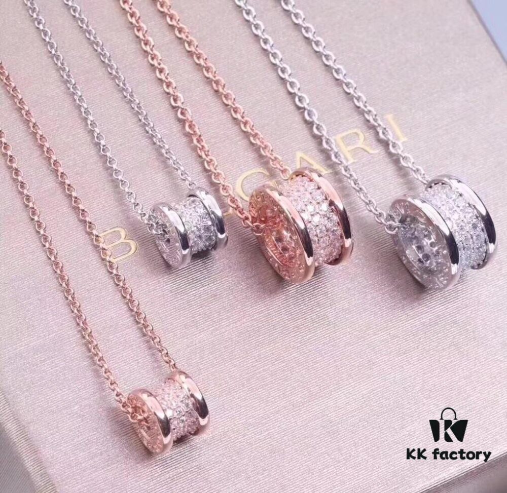 BVLGARI Serpenti Full Diamond Necklace, 925 Sterling Silver with 18K Gold Plating, Adjustable Luxury Pendant Inspired by Counterpart