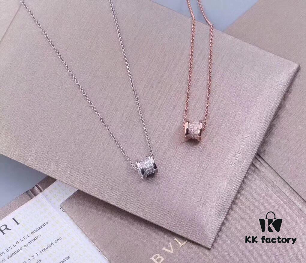 BVLGARI Serpenti Full Diamond Necklace, 925 Sterling Silver with 18K Gold Plating, Adjustable Luxury Pendant Inspired by Counterpart