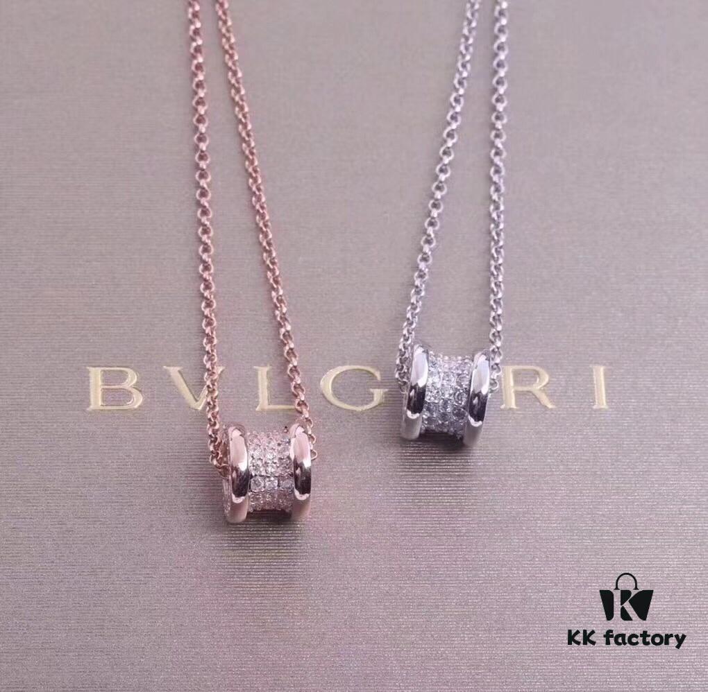 BVLGARI Serpenti Full Diamond Necklace, 925 Sterling Silver with 18K Gold Plating, Adjustable Luxury Pendant Inspired by Counterpart