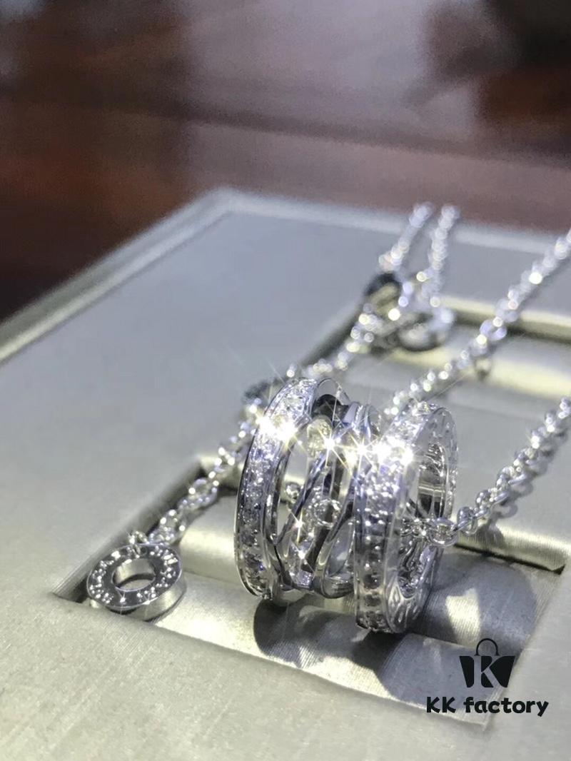 Bvlgari Diamond-Paved Double Chain Necklace in White and Rose Gold