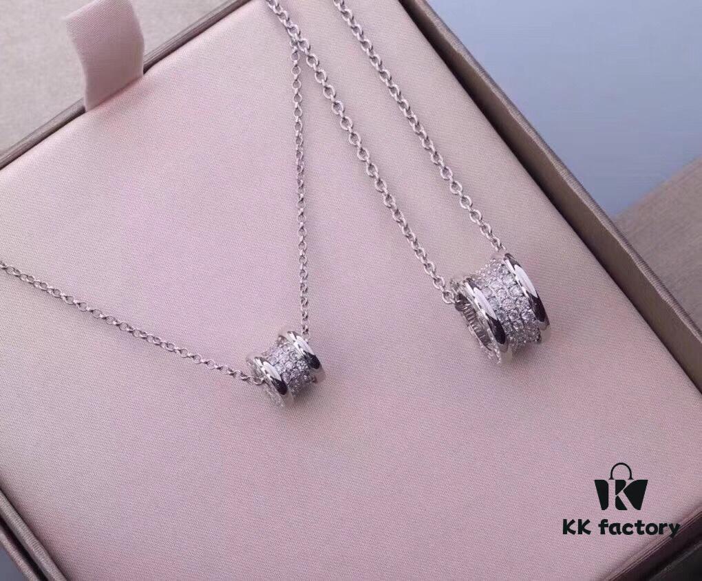 BVLGARI Serpenti Full Diamond Necklace, 925 Sterling Silver with 18K Gold Plating, Adjustable Luxury Pendant Inspired by Counterpart