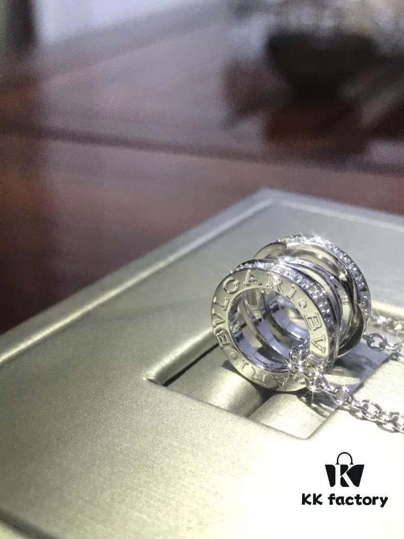 Bvlgari Diamond-Paved Double Chain Necklace in White and Rose Gold