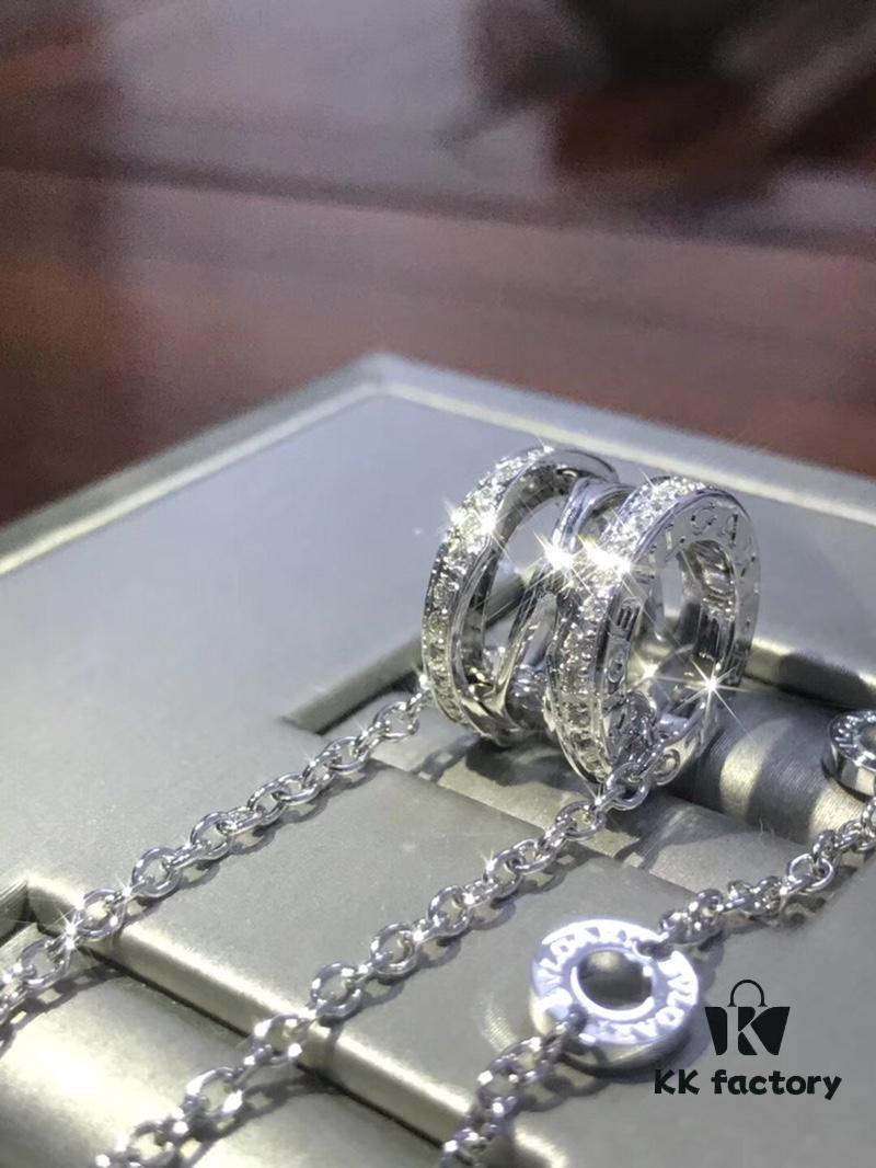 Bvlgari Diamond-Paved Double Chain Necklace in White and Rose Gold