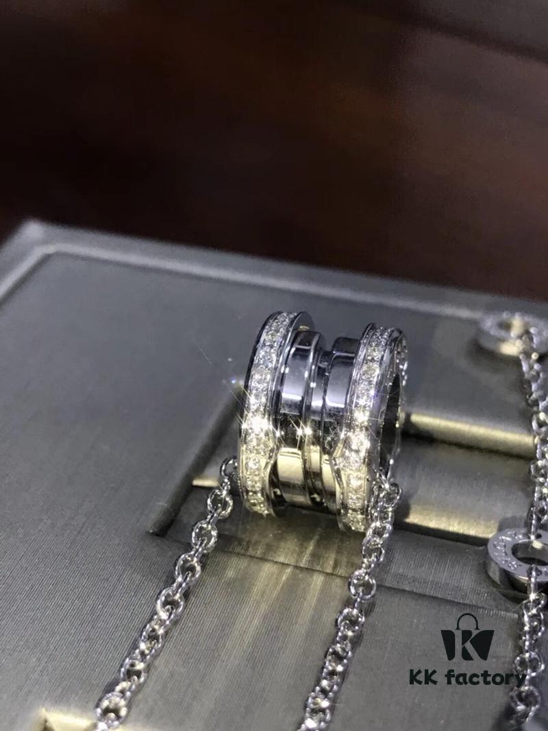 BVLGARI Bulgari Spring Ring Full Diamond Necklace - High-End CNC Precision Craftsmanship, 1:1 Fine Workmanship, Available in White Gold and Rose Gold