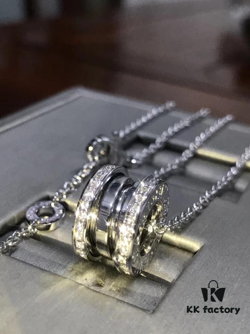 BVLGARI Bulgari Spring Ring Full Diamond Necklace - High-End CNC Precision Craftsmanship, 1:1 Fine Workmanship, Available in White Gold and Rose Gold