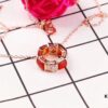 Bulgari BVLGARI 2018 Red Agate and White Agate Diamond-Paved Snake Bone Pendant Necklace