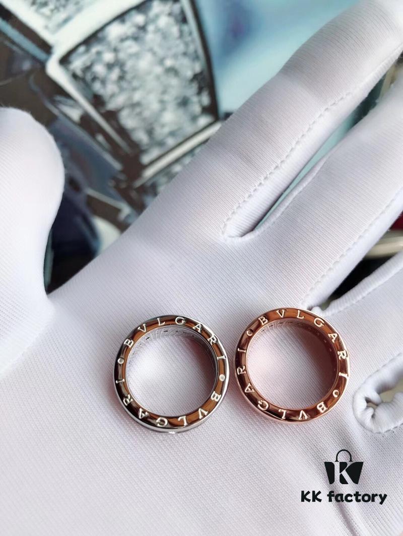 BVLGARI New CNC-Paved Diamond Carved Ring in White and Rose Gold