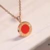 Bvlgari Double-Sided Pendant Necklace with Natural Stone – One Side Red Agate, One Side White Mother-of-Pearl