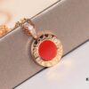 Bvlgari Double-Sided Pendant Necklace with Natural Stone – One Side Red Agate, One Side White Mother-of-Pearl