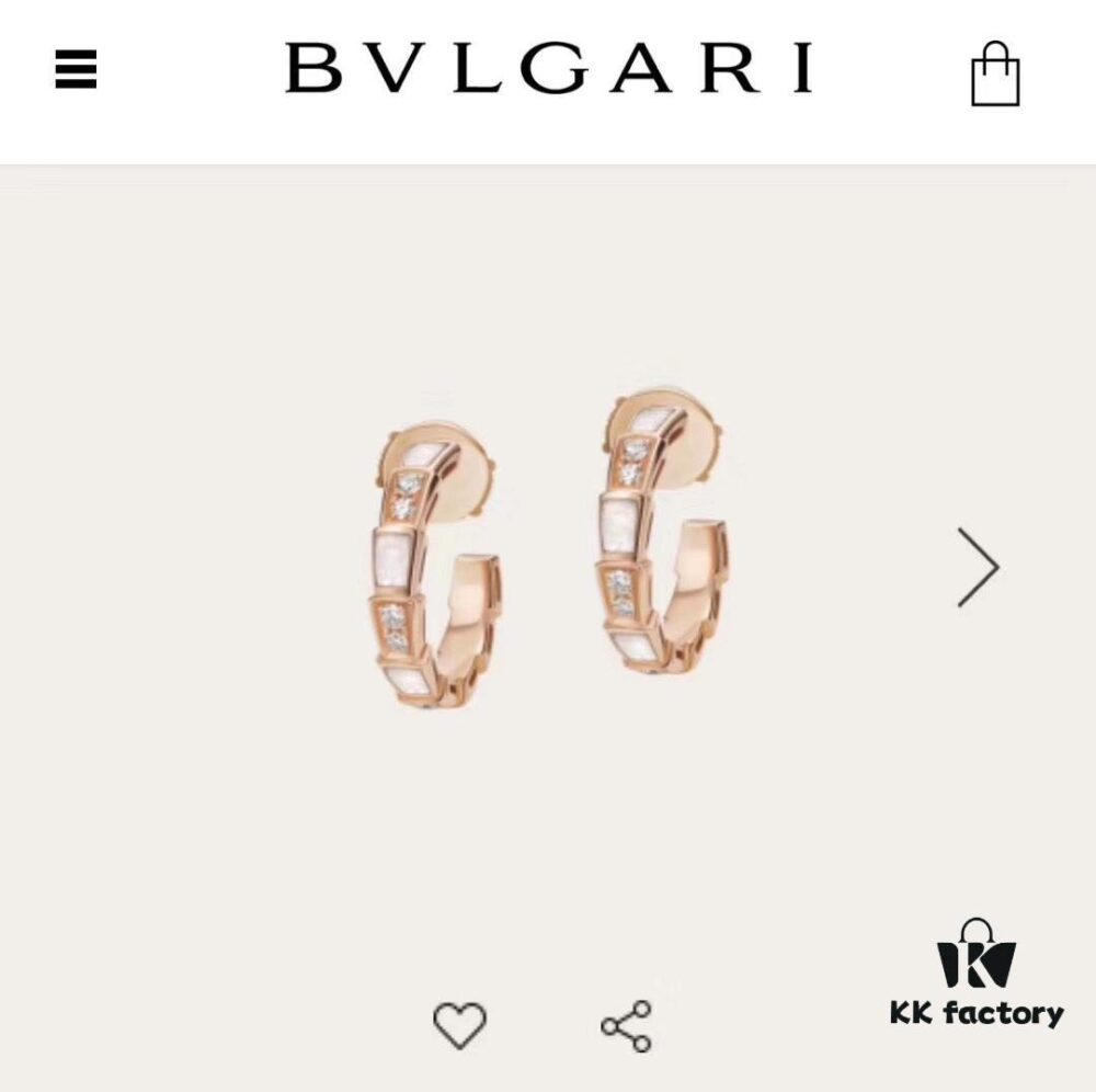 👑【Top-tier Replica】BVLGARI Classic Revival - Exclusive Online, Hot Selling Natural Shell Earrings, Serpenti Design with Sparkling Diamonds, Elegant and Feminine Lines, Thickened 925 Sterling Silver with Gold Plating, Genuine Mother-of-Pearl, Authentic Engraving