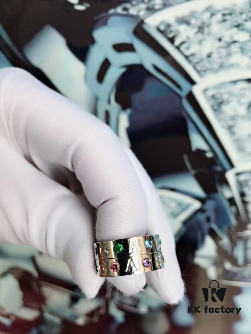 Bvlgari Amethyst and Pink Green Crystal and Blue Tourmaline Ring, High Version