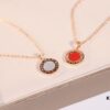 Bvlgari Double-Sided Pendant Necklace with Natural Stone – One Side Red Agate, One Side White Mother-of-Pearl