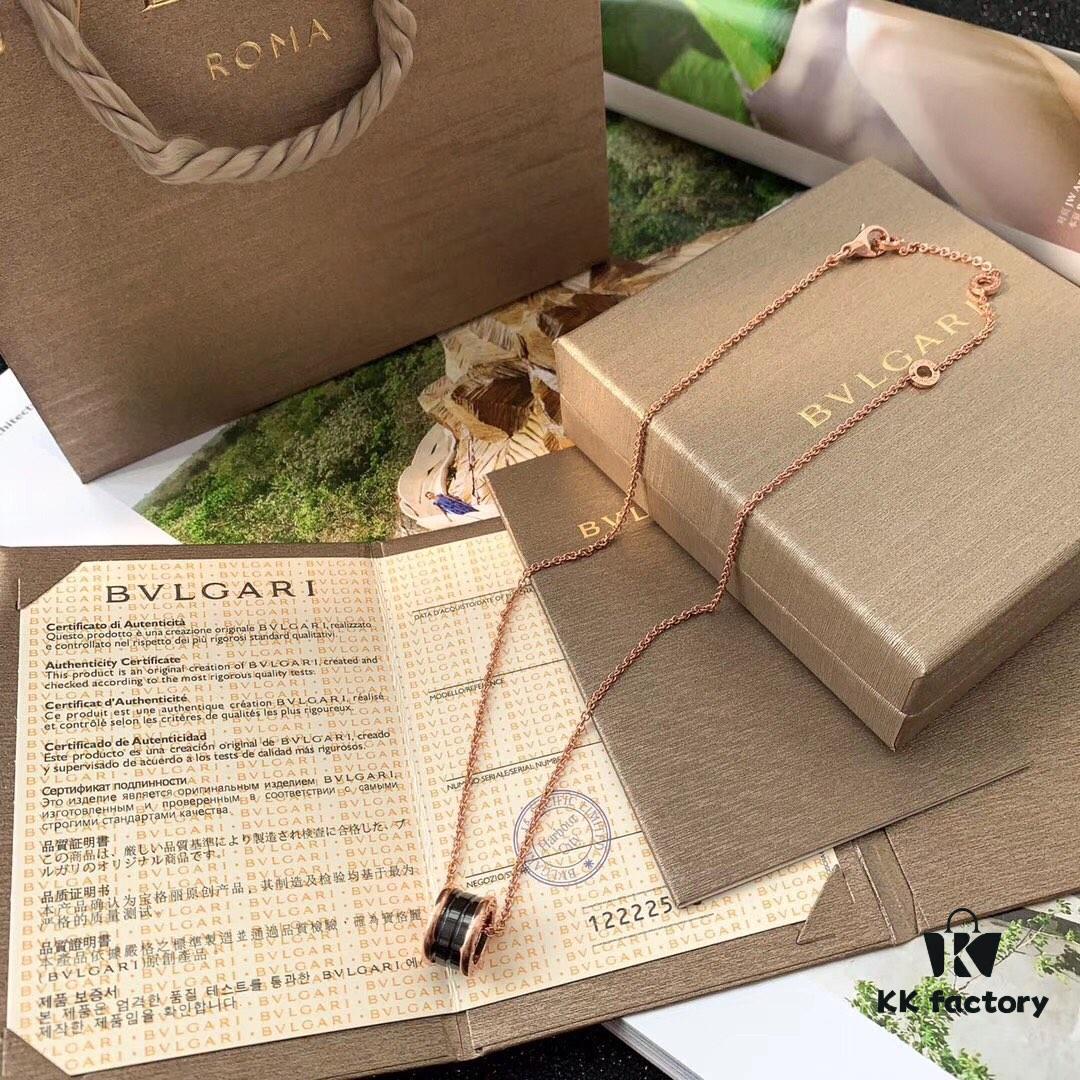 Bvlgari B.ZERO1 Series Necklace in Rose Gold with Black Ceramic Spiral Pendant