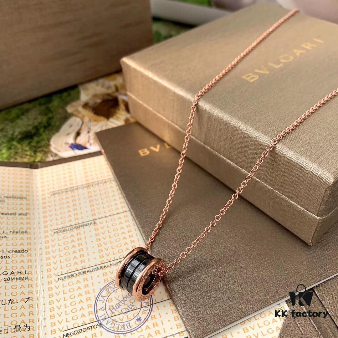 Bvlgari B.ZERO1 Series Necklace in Rose Gold with Black Ceramic Spiral Pendant