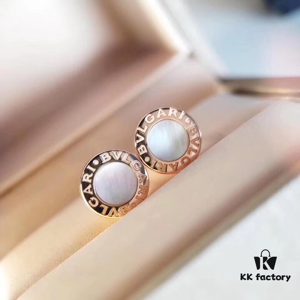 Bvlgari Bulgari Coin Stud Earrings, Timeless Classic Unisex Design, Same Style as Jing Boran