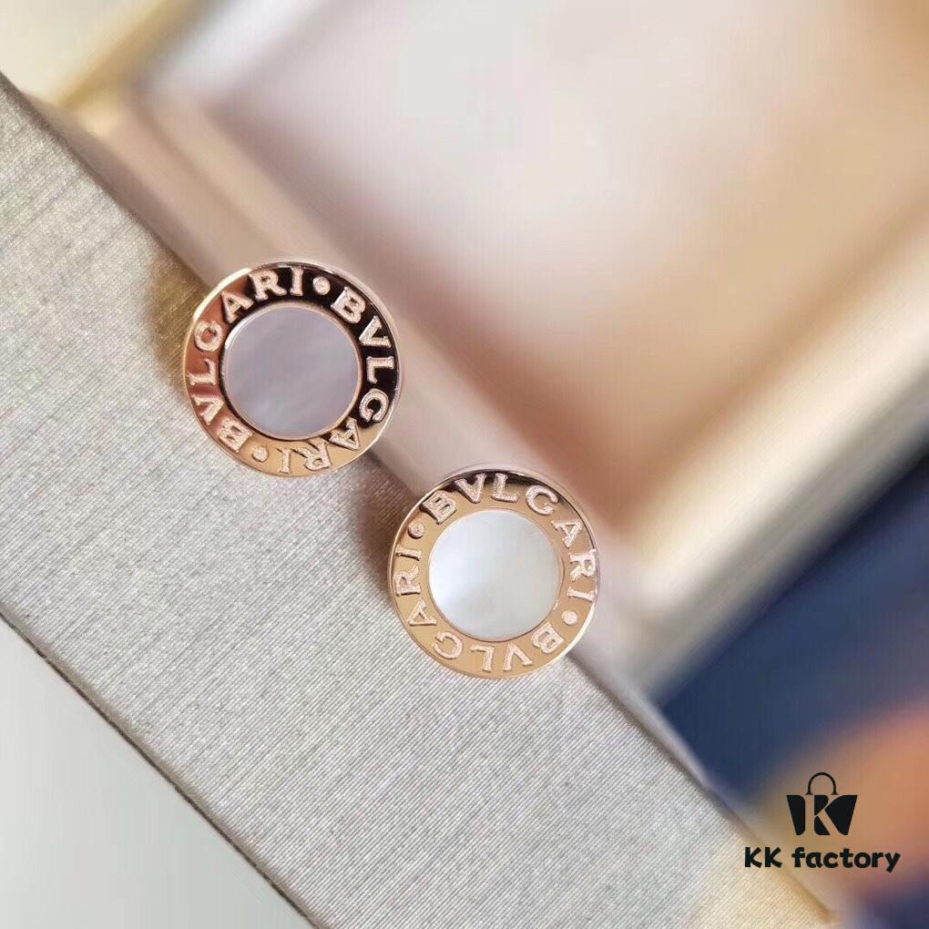 Bvlgari Bulgari Coin Stud Earrings, Timeless Classic Unisex Design, Same Style as Jing Boran