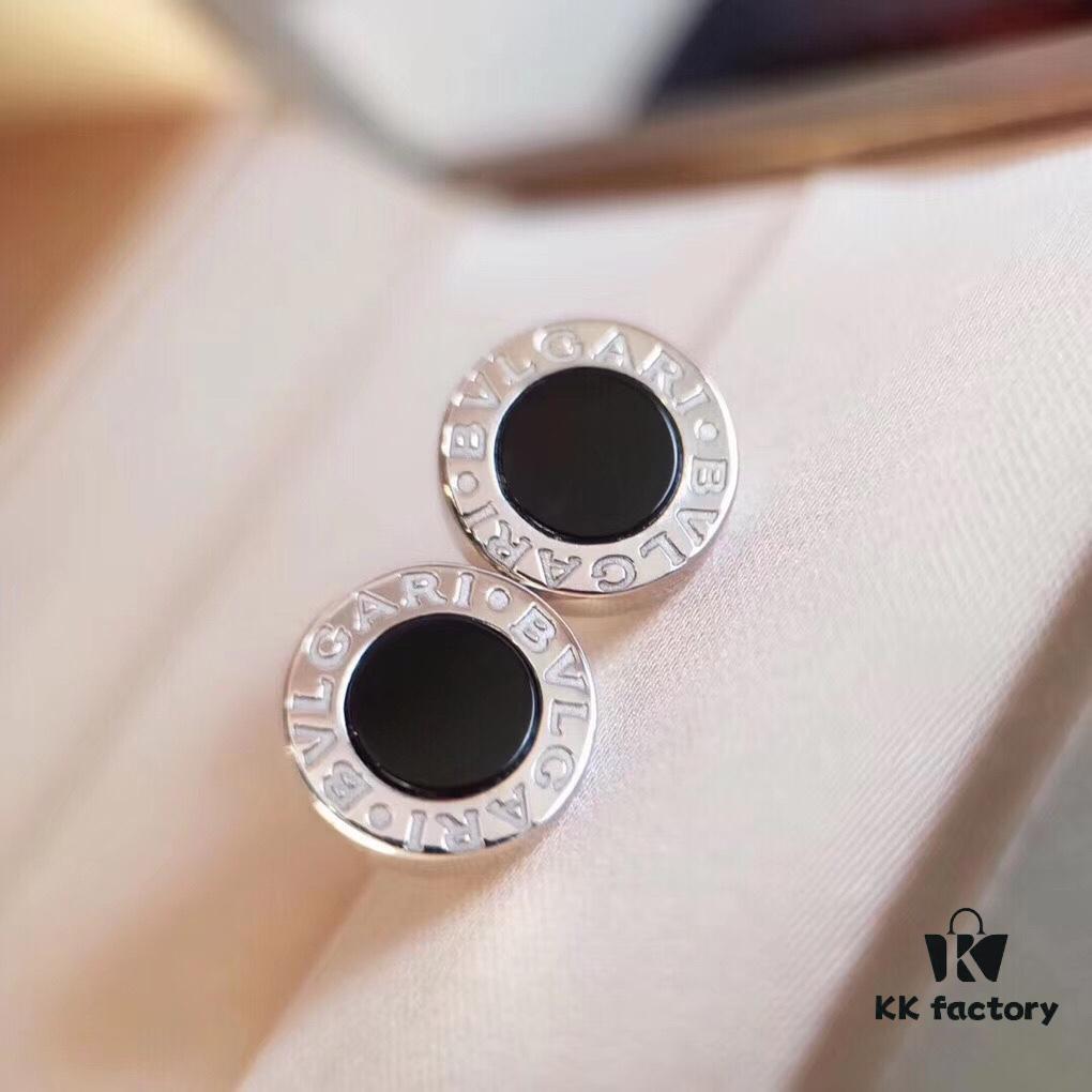 Bvlgari Bulgari Coin Stud Earrings, Timeless Classic Unisex Design, Same Style as Jing Boran