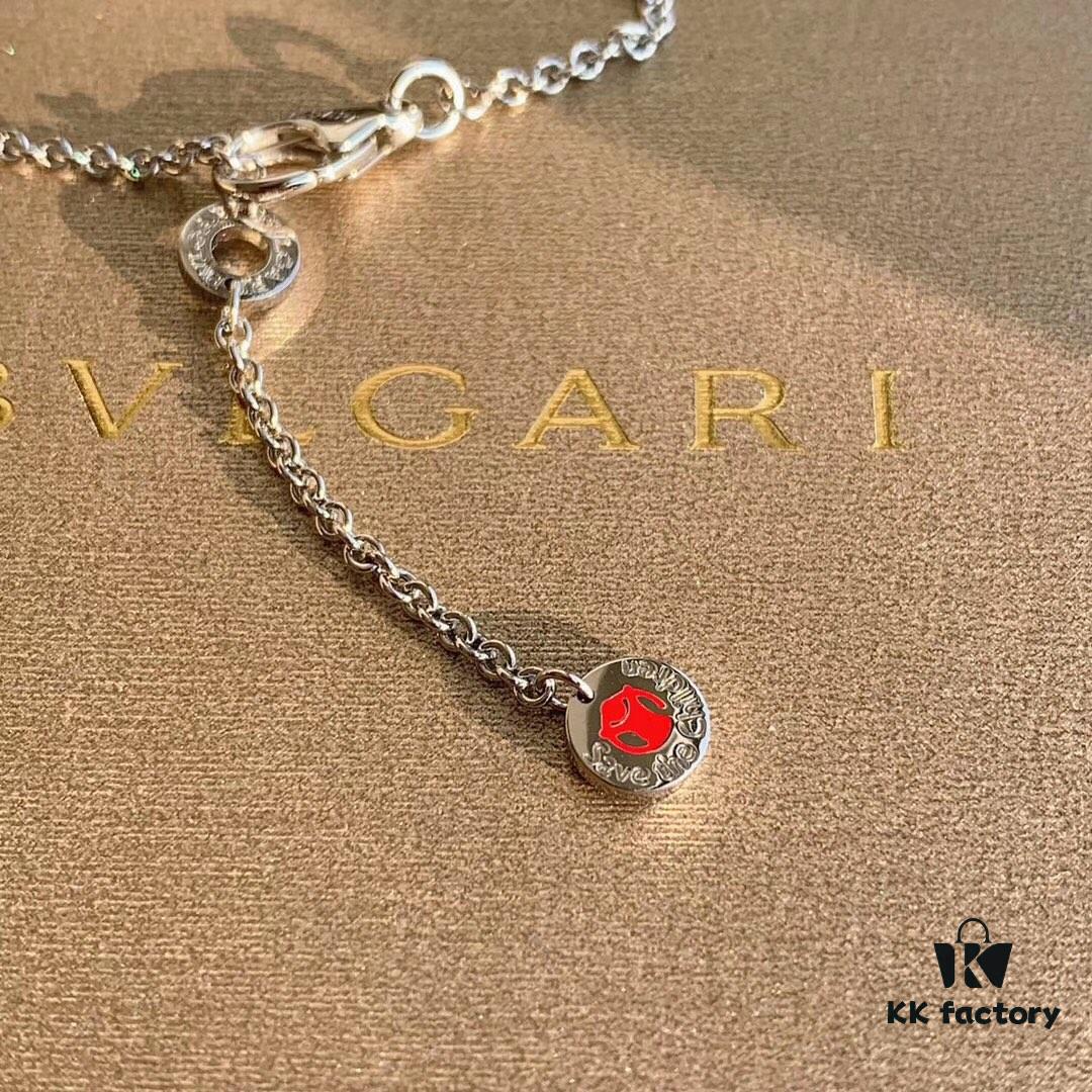 BVLGARI B.zero1 Black Ceramic Charity Pendant Necklace in 925 Sterling Silver Unisex Jewelry