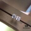Bvlgari Four-Claw Stud Earrings, As Seen in Picture! Tower-Cut Square Diamond, Simple Yet Elegant!
