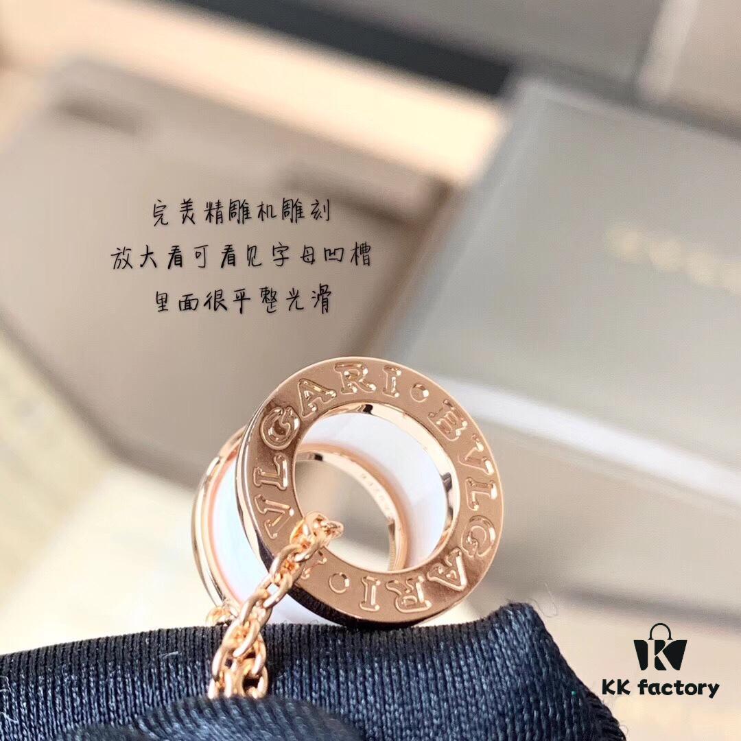 Bulgari BVLGARI White Ceramic Necklace S925 Sterling Silver Black Ceramic Adjustable Chain