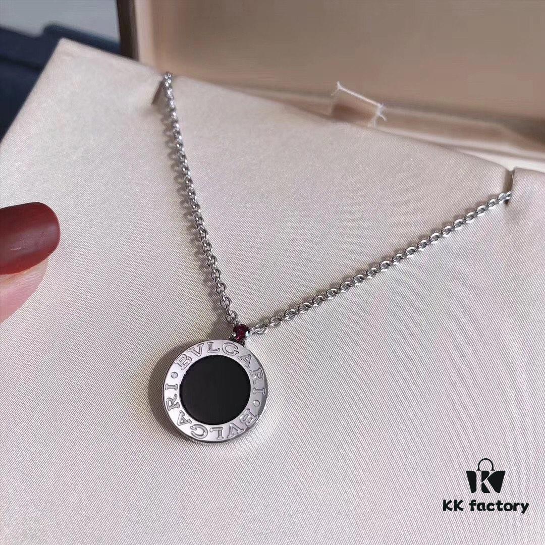 Bvlgari Charity Edition, New Red Man Design, Black Onyx and Spinel Pendant with 'Save the Children' Engraving, 925 Sterling Silver Gold Plated Necklace