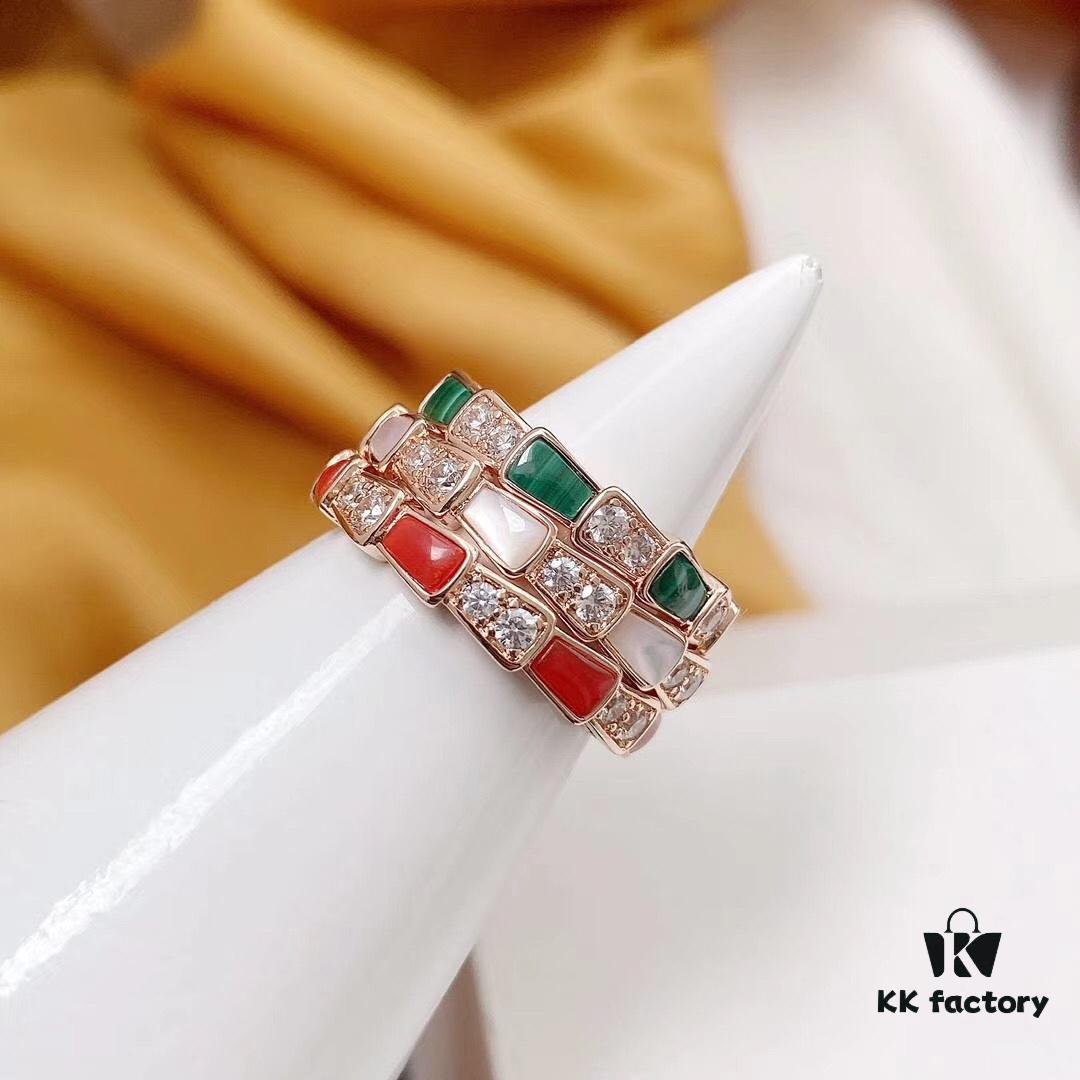 Narrow Version BVLGARI/Bulgari Serpenti Viper Series 18K Rose Gold Thin Ring