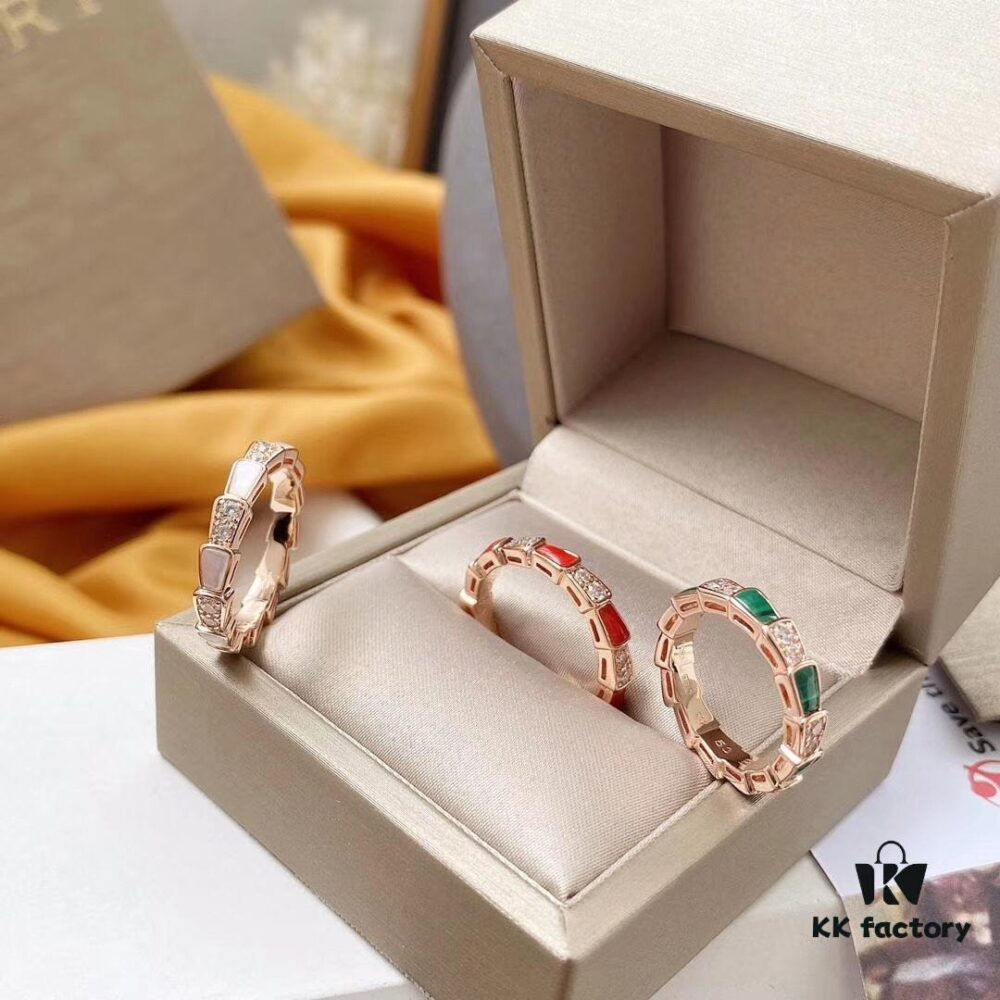 Narrow Version BVLGARI/Bulgari Serpenti Viper Series 18K Rose Gold Thin Ring