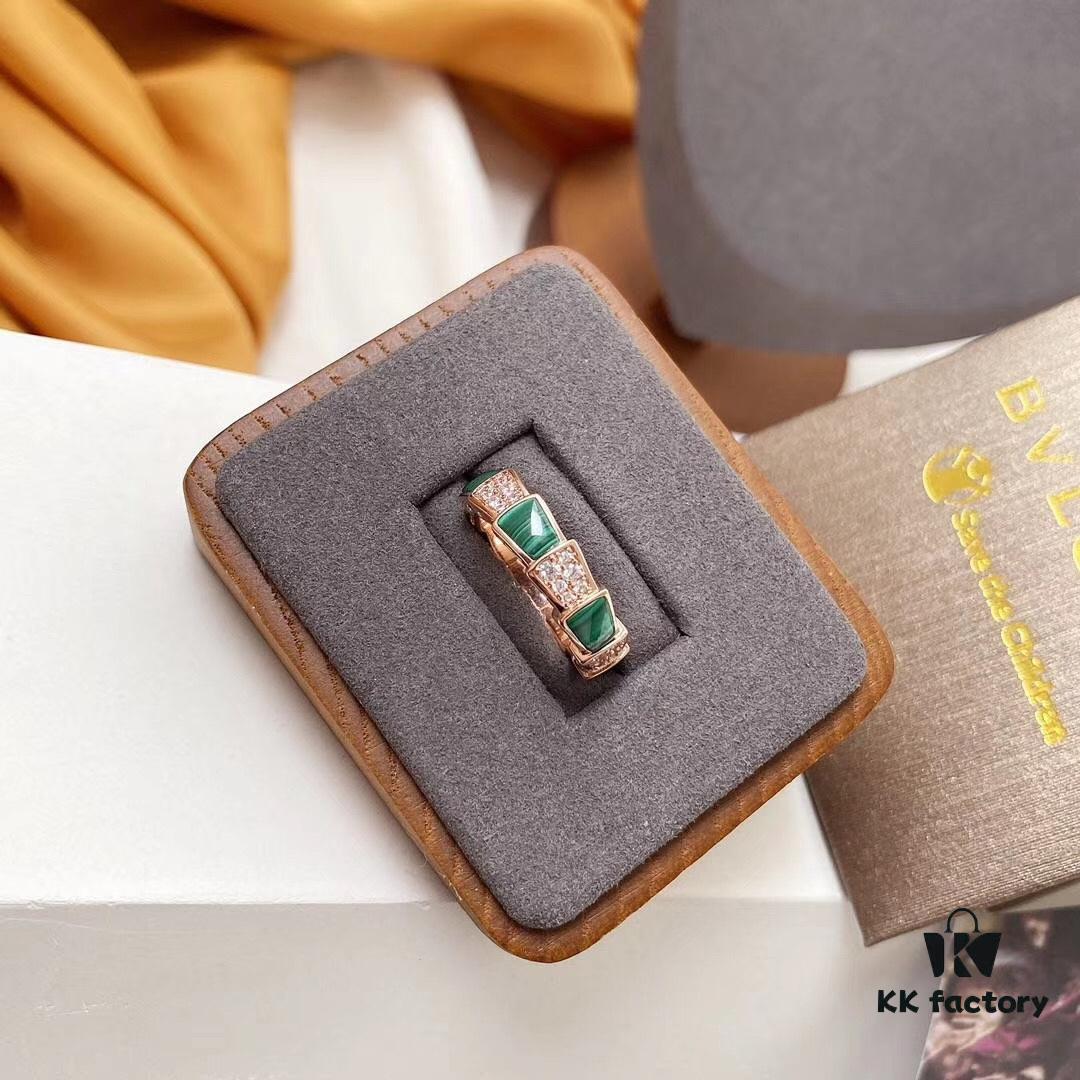 Wide Version BVLGARI/Bulgari Serpenti Viper Series 18K Rose Gold Thin Ring