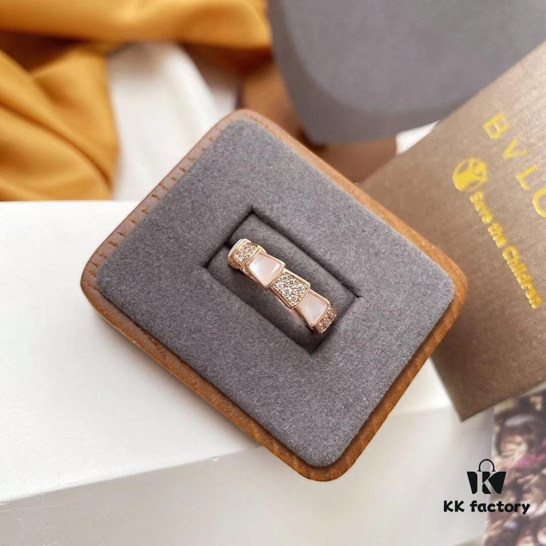 Wide Version BVLGARI/Bulgari Serpenti Viper Series 18K Rose Gold Thin Ring