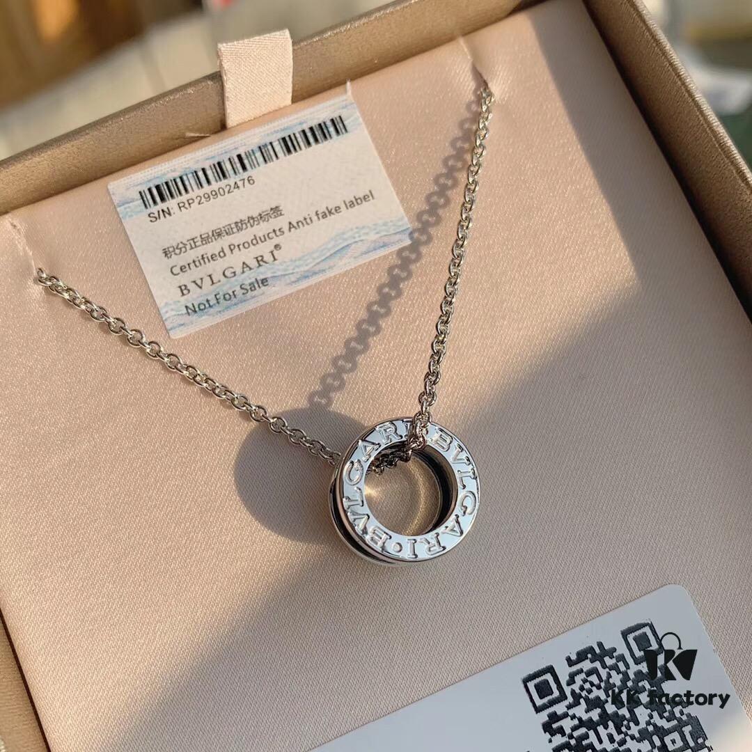 BVLGARI B.zero1 Black Ceramic Charity Pendant Necklace in 925 Sterling Silver Unisex Jewelry