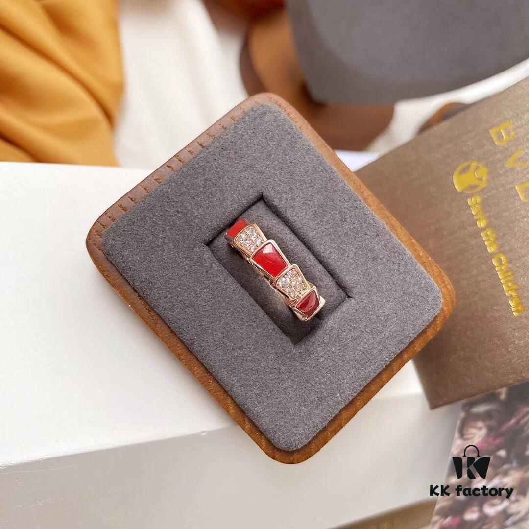 Wide Version BVLGARI/Bulgari Serpenti Viper Series 18K Rose Gold Thin Ring