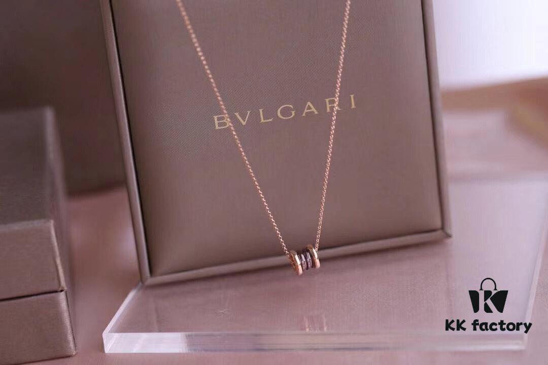 BVLGARI Brown Ceramic Necklace Mini with Latest V Gold Material